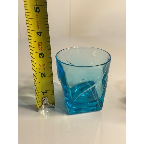 VTG Hazel-Atlas Capri Swirl Colonial Blue Glass - MCM Wave Pattern/Square Bottom - Picture 5 of 5